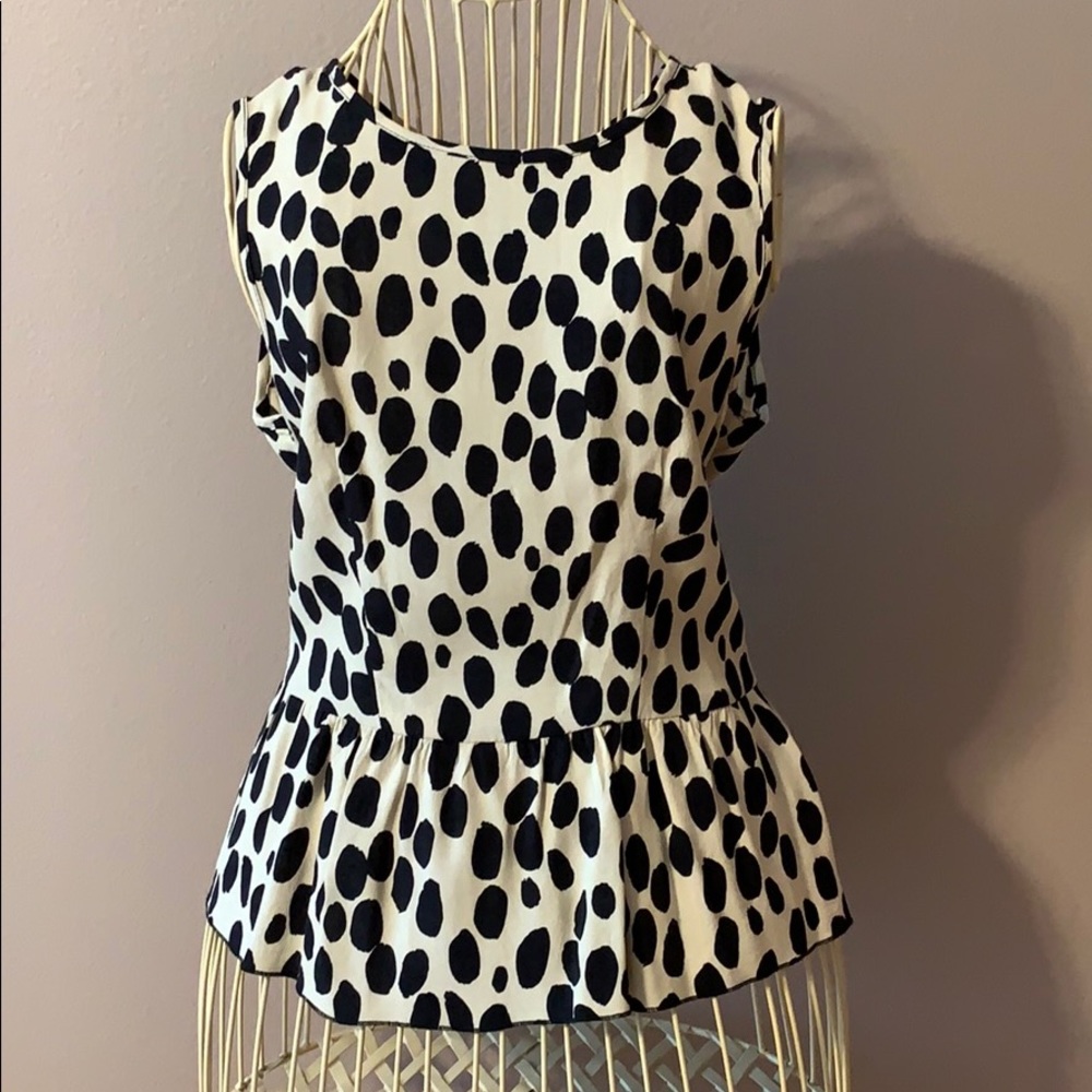 H&M Polka dot Peplum top Back zip - Picture 2 of 16